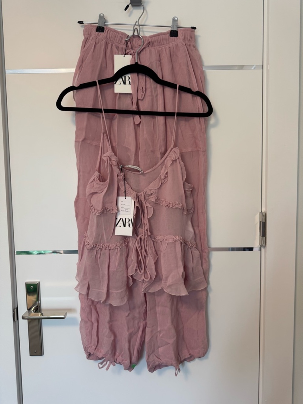 ZARA Dusty Mauve Ruffled Tiered Jumpsuit